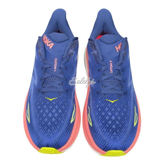 HOKA ONE ONE Clifton 9 Evening Sky Coral Blue Run Walking Sneaker Womens 9B - Picture 2 of 12